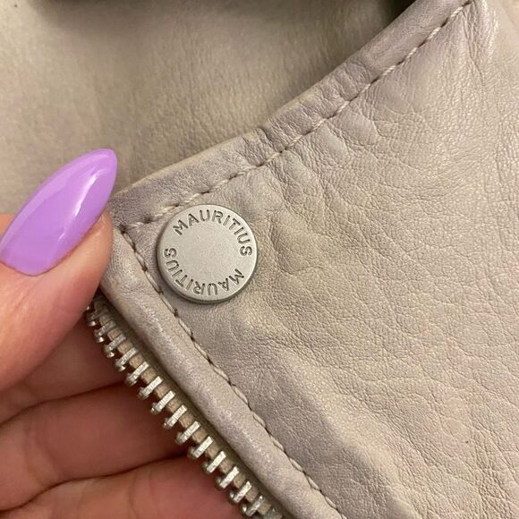 Mauritius 100% lamb leather off white/gray jacket, S - Picture 8 of 16